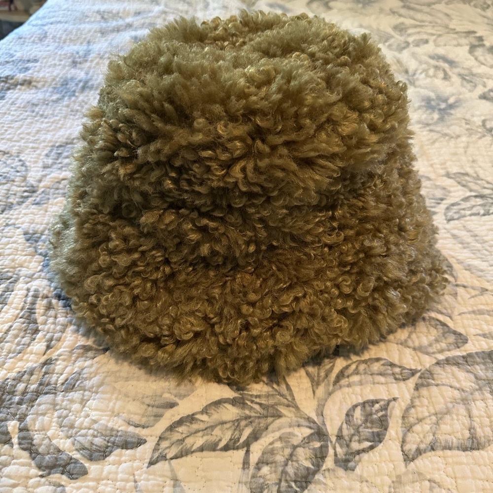 Olive Faux Shearling Bucket Hat